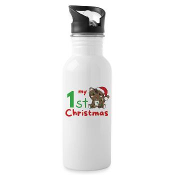 Chat de Noël Chats mon 1er Noël - Gourde avec paille intégrée - blanc - Droite