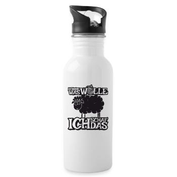 Komme was Wolle ich Schaf das - Trinkflasche mit integriertem Trinkhalm - Weiß - Rechts
