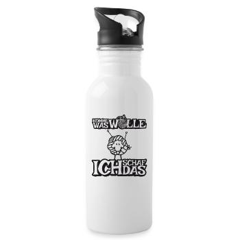 Komme was Wolle ich Schaf das - Trinkflasche mit integriertem Trinkhalm - Weiß - Rechts