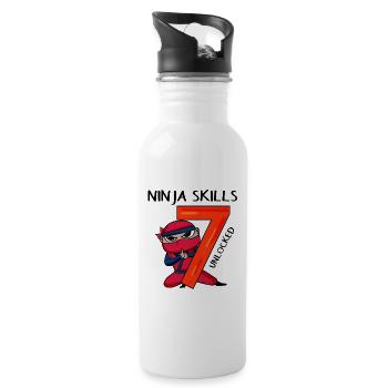 7ème anniversaire garçon 7 ans ninja sept ans - Gourde avec paille intégrée - blanc - Droite