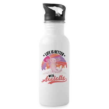 Das Leben ist besser mit Axolotls - Trinkflasche mit integriertem Trinkhalm - Weiß - Rechts