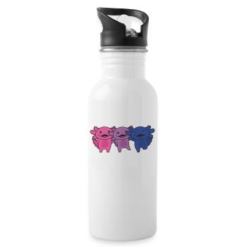 Bi Flag Gay Pride LGBTQ Axolotl - Water bottle with straw - white - Right