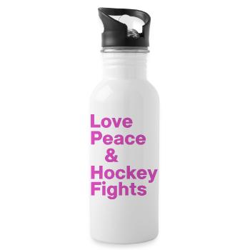 Hockey Feldhockey "Hockeyfight" Hockeysport - Trinkflasche mit integriertem Trinkhalm - Weiß - Rechts
