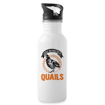 Easily distracted by Quails quail - Water bottle with straw - white - Right