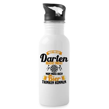 Bière et Fléchettes Drôle de cadeau - Gourde avec paille intégrée - blanc - Droite