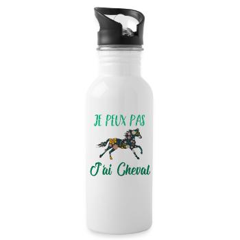 Je peux pas j'ai cheval florale poney equitation - Gourde avec paille intégrée - blanc - Droite