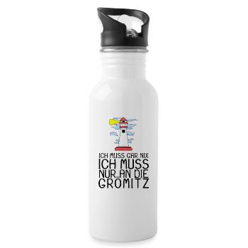 Grömitz Spruch Sprüche - Trinkflasche mit integriertem Trinkhalm - Weiß - Rechts