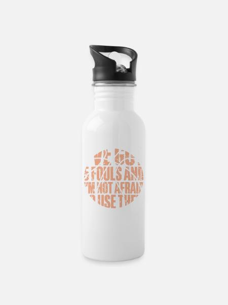 Basketball Basketballer - Trinkflasche mit integriertem Trinkhalm - Weiß