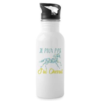 Je peux pas j'ai cheval florale poney equitation - Gourde avec paille intégrée - blanc - Droite