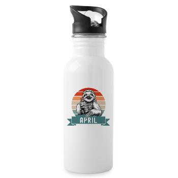 Legends Were Born In April 1983 Faultier Sloth - Water bottle with straw - white - Right
