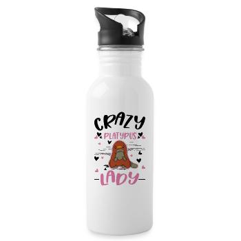 Crazy Platypus lady Platypus Girl - Water bottle with straw - white - Right