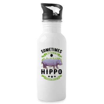 Hippo Gift Hippo Hippo - Water bottle with straw - white - Right