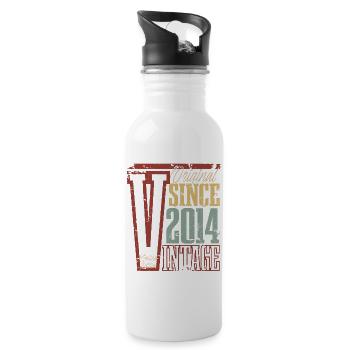 2014 Birthday Year of birth Year of construction Vintage Retro - Water bottle with straw - white - Right