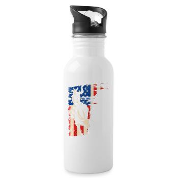 Bull Riding American Flag, Patriotic Rodeo Cowboy - Trinkflasche mit integriertem Trinkhalm - Weiß - Rechts