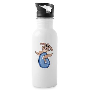 6 ans - 6ème anniversaire avec motif animal - Gourde avec paille intégrée - blanc - Droite