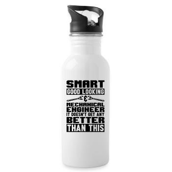 Smart Good Looking Mechanic Mechanical Engineer - Water bottle with straw - white - Right