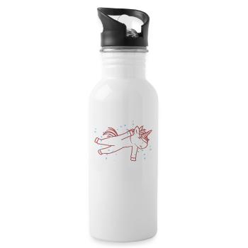 Schwimmendes Einhorn - Trinkflasche mit integriertem Trinkhalm - Weiß - Rechts