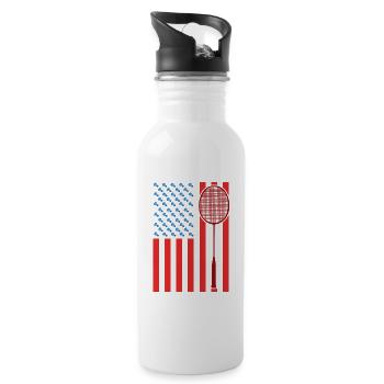 Badminton USA Flagge - Trinkflasche mit integriertem Trinkhalm - Weiß - Rechts