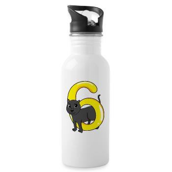 6 ans - 6ème anniversaire avec motif animal - Gourde avec paille intégrée - blanc - Droite