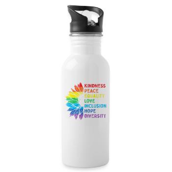 Peace Love Diversity Inclusion Equality Humanity - Trinkflasche mit integriertem Trinkhalm - Weiß - Rechts