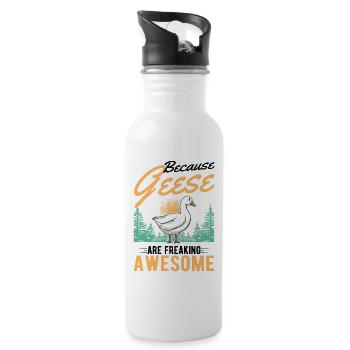 Because Geese are freaking awesome Gans - Trinkflasche mit integriertem Trinkhalm - Weiß - Rechts
