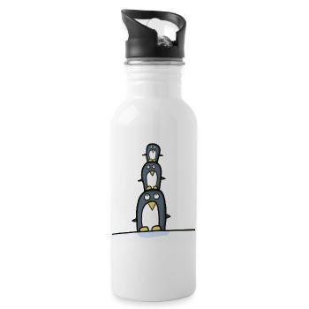 lustige pinguine, akrobatische Pinguine - Trinkflasche mit integriertem Trinkhalm - Weiß - Rechts