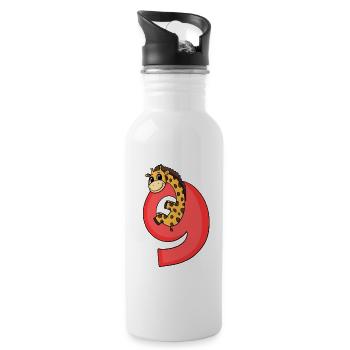 8 Jahre alt - 8. Geburtstag mit Tier Motiv - Trinkflasche mit integriertem Trinkhalm - Weiß - Rechts