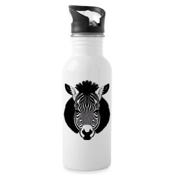Fun Zebra Cartoon lustig Natur Tier Safari 11 - Trinkflasche mit integriertem Trinkhalm - Weiß - Rechts