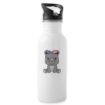 4 juillet American Rhino for Children USA - Gourde avec paille intégrée - blanc - Droite