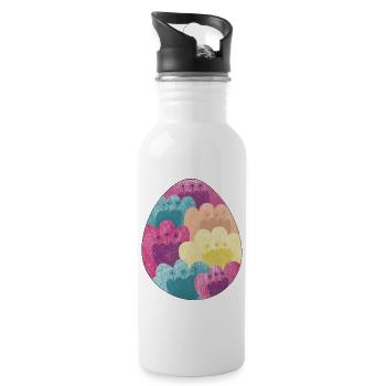 Œuf de Pâques coloré avec motif de fleurs - Gourde avec paille intégrée - blanc - Droite