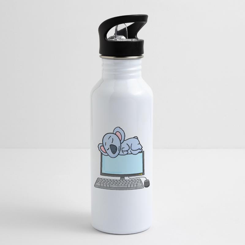 Koala Computer Nerd Programmierer Geschenk Trinkflasche mit integriertem Trinkhalm