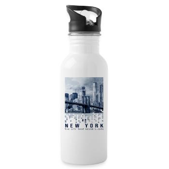 New York City Freiheitsstatue USA Souvenir NYC - Trinkflasche mit integriertem Trinkhalm - Weiß - Rechts