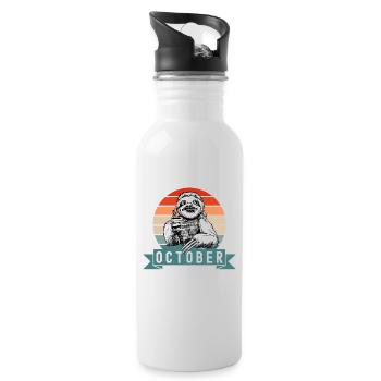Legends Were Born In October 1989 Sloth Sloth - Water bottle with straw - white - Right