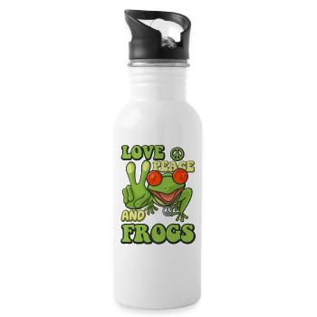 Love peace and frogs Hippie Kostüm - Trinkflasche mit integriertem Trinkhalm - Weiß - Rechts