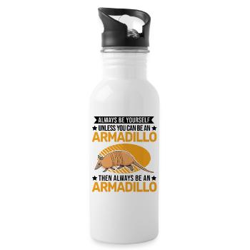 Always be yourself Armadillo Gürteltier - Trinkflasche mit integriertem Trinkhalm - Weiß - Rechts