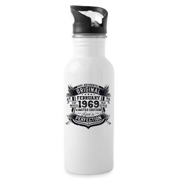 Original February vintage 1969 birthday gift - Water bottle with straw - white - Right