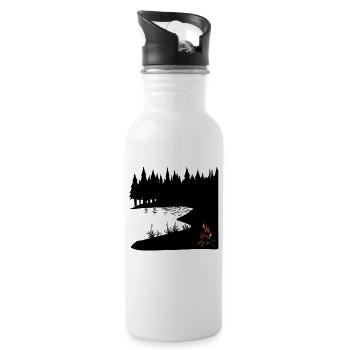 Nature Wilderness Campfire Romance Solitude Nature - Water bottle with straw - white - Right