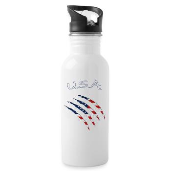 USA United States of America - Trinkflasche mit integriertem Trinkhalm - Weiß - Rechts