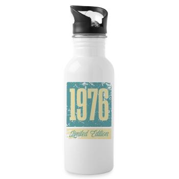 1976 Geboren Geburtstag Geburtsjahr - Trinkflasche mit integriertem Trinkhalm - Weiß - Rechts