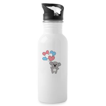 Transgender Flag Balloon Hearts Pride LGBTQ Koala - Water bottle with straw - white - Right
