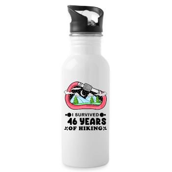 Berg Wanderer 46. Geburtstag 46 Jahre alt Geschenk - Trinkflasche mit integriertem Trinkhalm - Weiß - Rechts