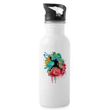 Basketballspieler - PopArt - Trinkflasche mit integriertem Trinkhalm - Weiß - Rechts