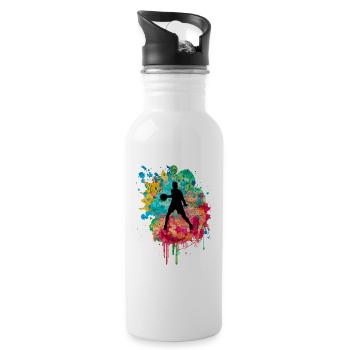 Basketballspieler - PopArt - Trinkflasche mit integriertem Trinkhalm - Weiß - Rechts