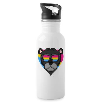 Pansexuell schwarzer Panter Herz Geschenk - Trinkflasche mit integriertem Trinkhalm - Weiß - Rechts
