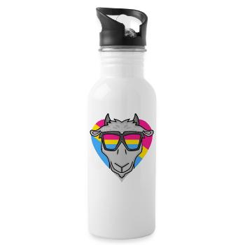 Pansexual Goat Heart Gift - Water bottle with straw - white - Right