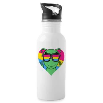 Pansexual Alien Heart Gift - Water bottle with straw - white - Right