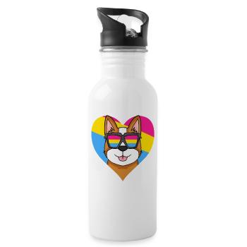 Pansexuel Chien Gallois Corgi Pembroke Coeur Cadeau - Gourde avec paille intégrée - blanc - Droite