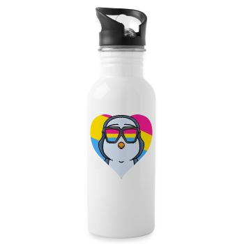 Pansexual Penguin Heart Gift - Water bottle with straw - white - Right