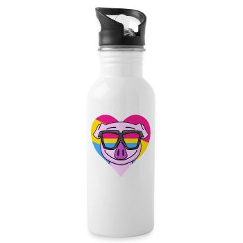 Pansexual Pig Heart Gift - Water bottle with straw - white - Right