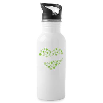 Lehrer St. Patricks Day Glücklicher Lehrer Shamrocks - Trinkflasche mit integriertem Trinkhalm - Weiß - Rechts